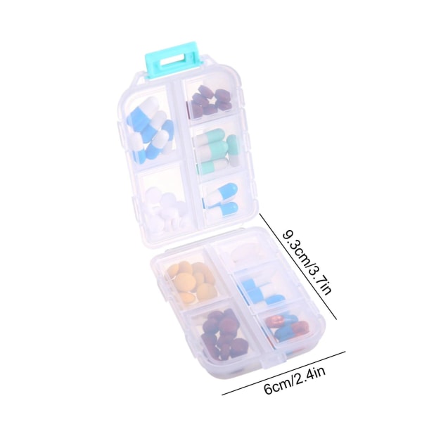 Resepiller Organizer - 10 fack Case, kompakt och bärbar pillerlåda, pillerhållare för handväska（Vit）