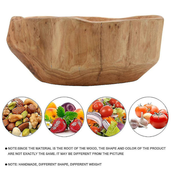 Fruktfat i Trä, Träskål för Godis, Fruktplatta, Träskulptur, Rotfruktplatta, Trä, 20-24 Cm