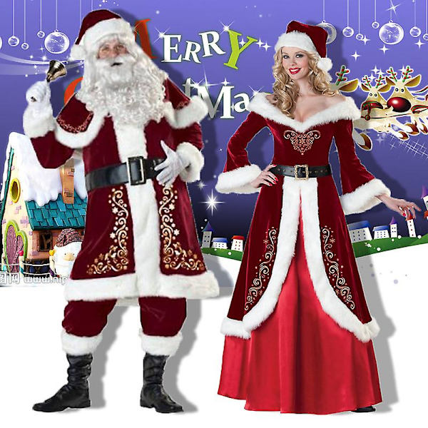 Damklänning Vintage Julklänning Vuxen Deluxe Jul Cosplay Dräkt 3-delad Setxl