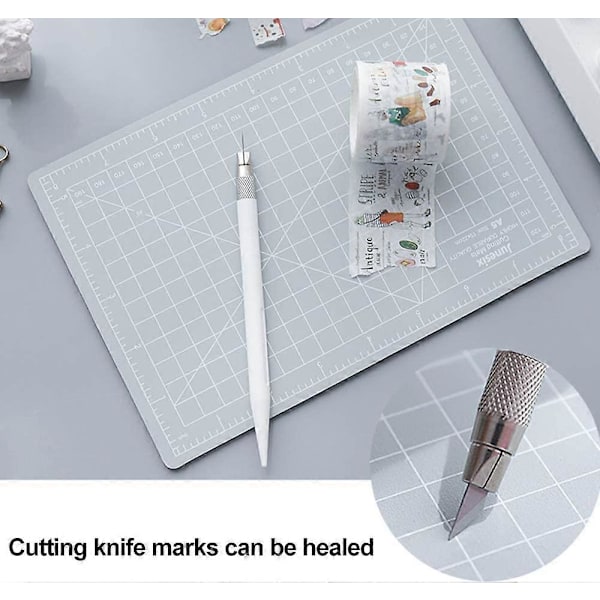 2 st Dubbelsidig Självläkande Skärmatta, Rotationsklippbräda med Rutnät & Halkskydd, Rotationskniv för Hantverk, Tyg, Quiltning, Sömnad, Skärning