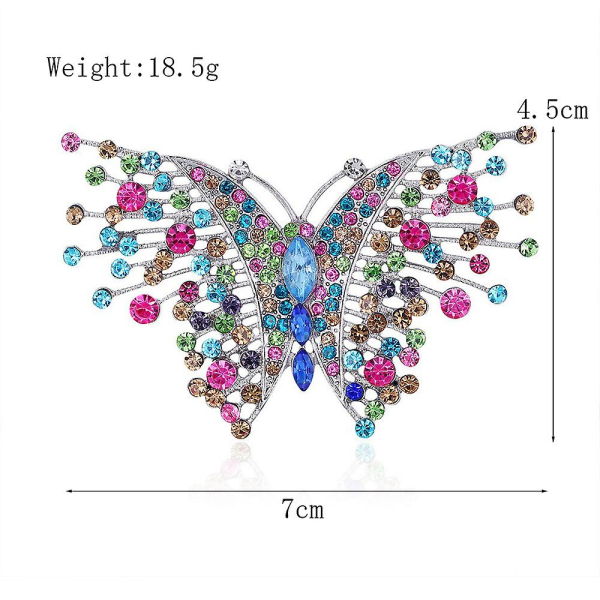 Svalehale sommerfuglbrosje Flerfarget østerriksk krystall sølvfarget