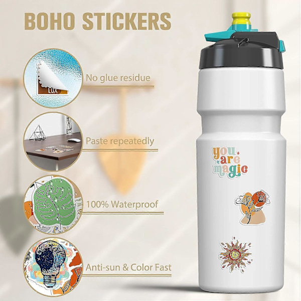 200 st Boho Estetiska Dekaler Minimalistisk Abstrakt Linjekonst Dekoration för Vattenflaska, Laptop, Telefon, Skateboard Dekaler för Tonåringar Flickor (200 st)