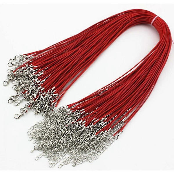 50 st Red Imitationsläder Snöre Halsband Snöre Bulk med Hummerlås, DIY Smycken Snöre & Halsband Tillverkning Snöre Röd -