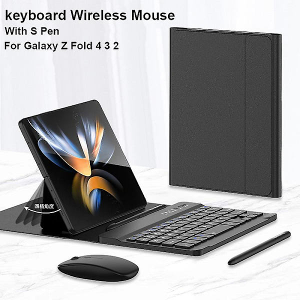 Magnetisk Touch Mous Trådlöst Tangentbord för Samsung Galaxy Z Fold 4 3 2 Fodral Läder Flip Stativ för Huawei Mate X2 Telefonfodral