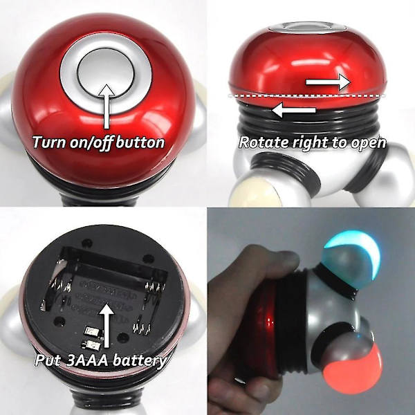 Bærbar kropsvibrationsmassage Mini elektrisk massageapparat Vibrator med LED-lys Rød