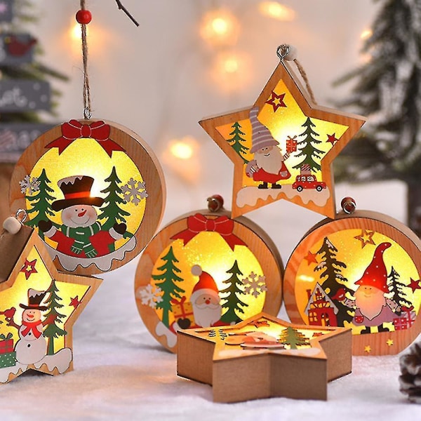 Joulukoristeet Led-valaisin Joulukuusiriipus Joulupukki Lumiukko Peura-koristeriipus (vanhusten tyyli)