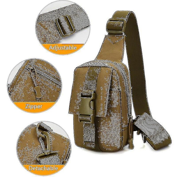 Taktisk Brysttaske Militær Trekking Pakke Edc Sports Taske Skuldertaske Crossbody Pakke Assault Pouch Til Vandreture Cykling Campinga SHznv（Sort）