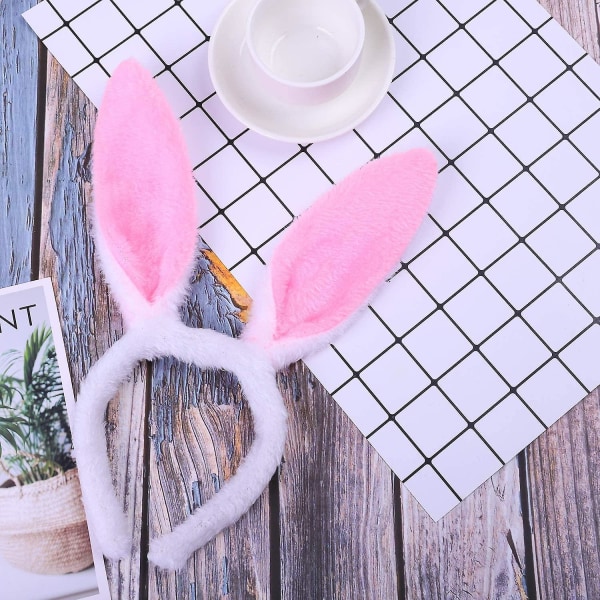WABJTAM2 Pack Bunny Headband Ears Hiusnauhat Pehmo vaaleanpunainen