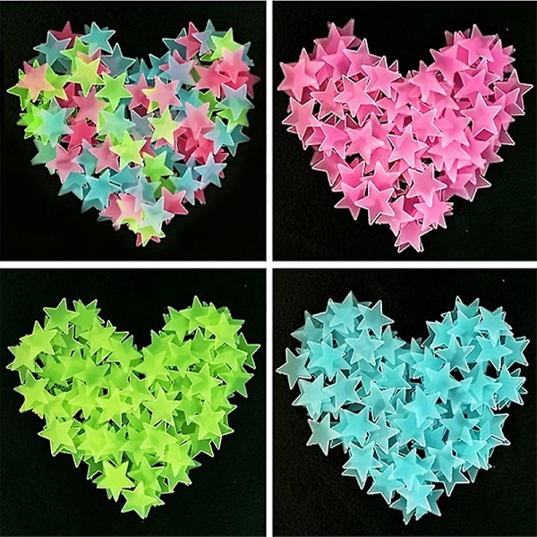 400 st Luminous Paste Fluorescerande Stjärna Väggdekaler Plast Självhäftande Barnrum Dekorativ Dekal 4 Färger 3cm