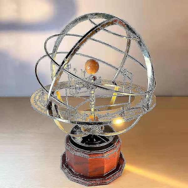 Stor Solsystem Orrery Modell Roterande Metallprydnad