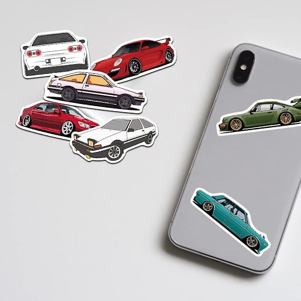 100 stk JDM Racing bilklistremerker - Vanntette bilklistremerker i vinyl for barn, bærbar PC, Hydroflask, vannflasker, barnehjelmer, datamaskinbilklistremerker