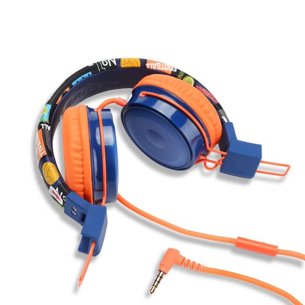 Barnens headset med mikrofon - hopfällbart och justerbart stereotrådbundet headset för barn