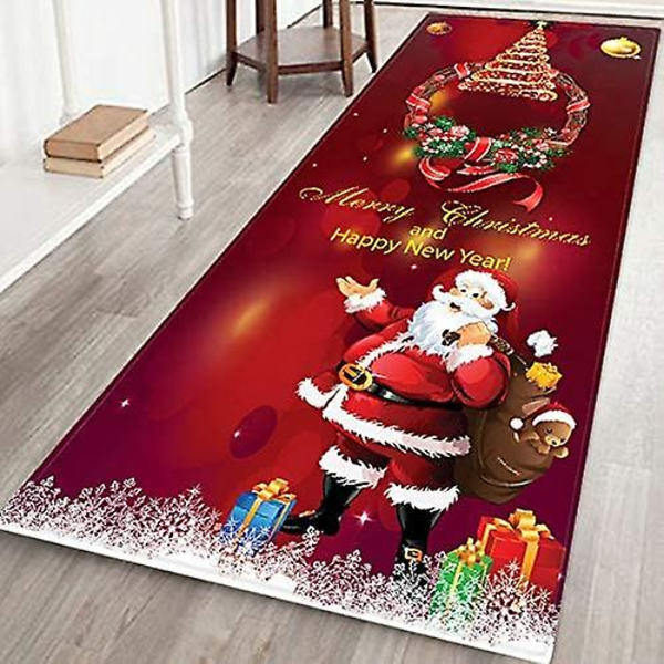 Julmatta Jul Halksäker Dörrmatta 3D Caroset Mattor Dekoration 40x120cm Badmattor Och Mattor Tomten Och Renen Tryckt Dekorativ Juldekoration