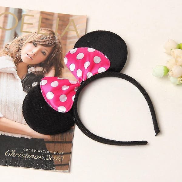 Söt flicka Mickey Mouse prickmönster rosett öra hårband hårbåge fest accessoar