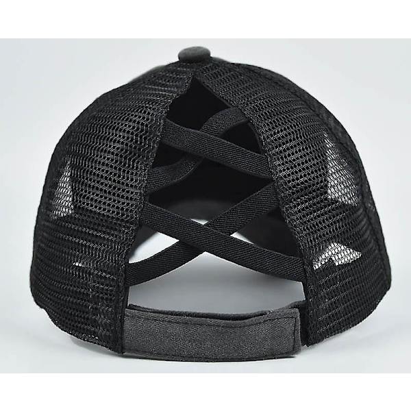 Stretch Cross Ponytail Hat Ripped Ponytail Hat Washed Cross Ponytail Mesh Hat Kvinnors Fläta Hat