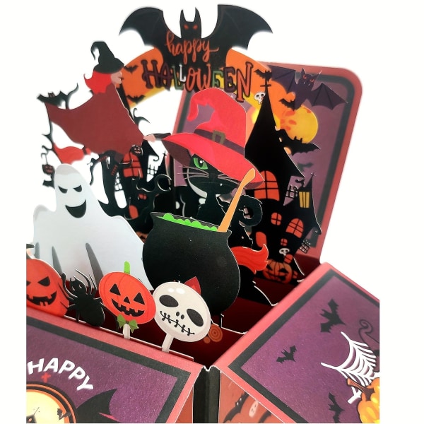 Halloween-kortti Haunted Mansion Pop Up 3D-laatikkokortti kirjekuorella - Pelottavat onnittelukortit Halloweeniin