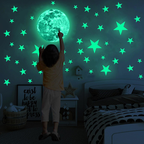 Glow In The Dark Stickers Luminous Dots Stars And Moon Diy Wall