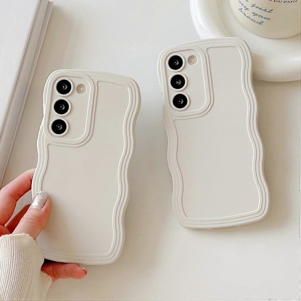 Vågrörsfodral för Samsung Galaxy A52 4G/5G A52S 5G Telefonfodral, Söt Vågrörs Slim Fit Vågig Fodral Repskyddande TPU-fodral för Flickor och Kvinnor - Vit