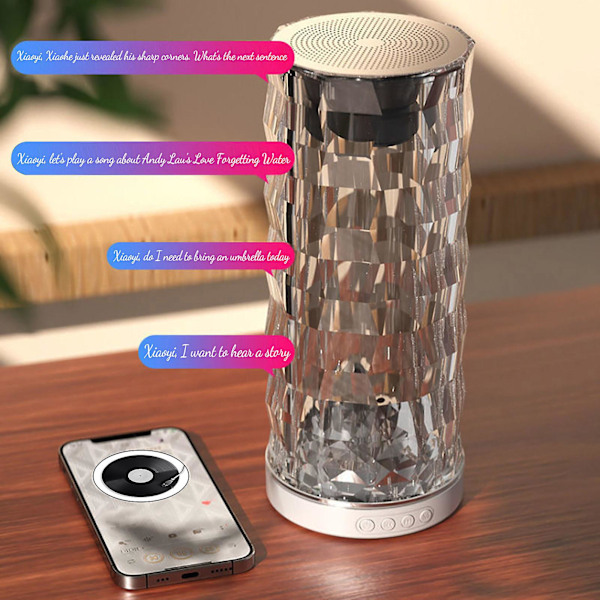 Färgglad kristalllampa smart Bluetooth-högtalare subwoofer ljud bärbar mini skrivbord