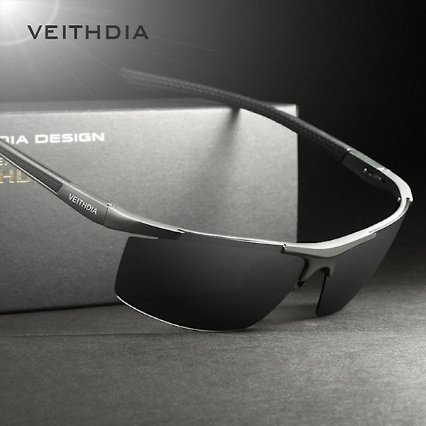 VEITHDIA Aluminium Magnesium Solglasögon för Män Polariserad UV400 Beläggning Spegel Solglasögon Utomhus Vuxna Glasögontillbehör 6588（Blå）