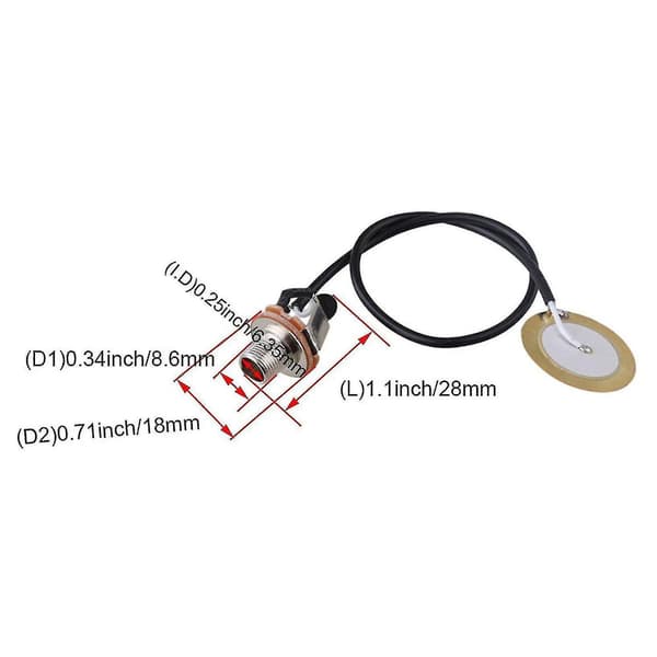 2 st Piezo Transducer Gitarr Mikrofon Pickup 6,35 mm Jack Mic Kontakt