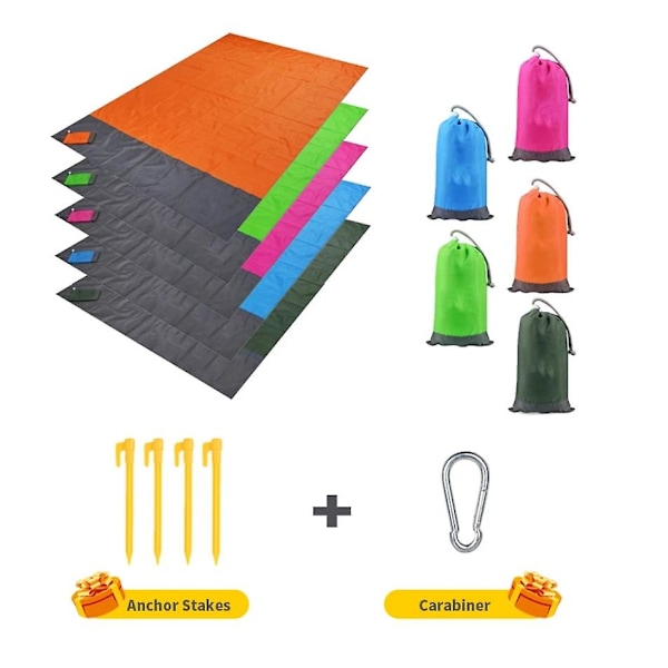 Vattentät Campingmatta Strandfilt Utomhus Bärbar Lätt Madrass Picknickfilt Turism Markmatta Fällbar Tält（200 x 140cm，Ljusgrön）