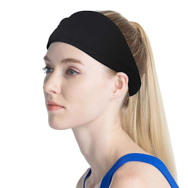 2-pack Sport Hårband Svettbands - Hårband för Sport, Cykling, Yoga, Ansiktsrengöring - Svart