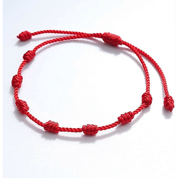 7 Knopars Röd Svart Rep Armband Sträng Justerbar Lyckobringande Armband Anklet Amulett för Kvinnor Män Pojkar Flickor Par Present Röd Rep B -