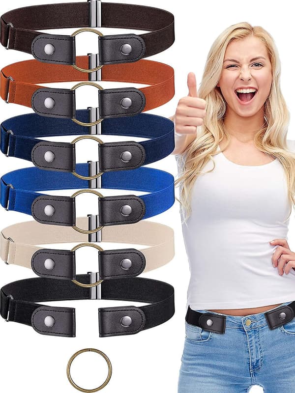 6 Stycken Spännlöst Stretchbälte Elastiskt Osynligt Bälte Utan Spänne För Jeans Byxor