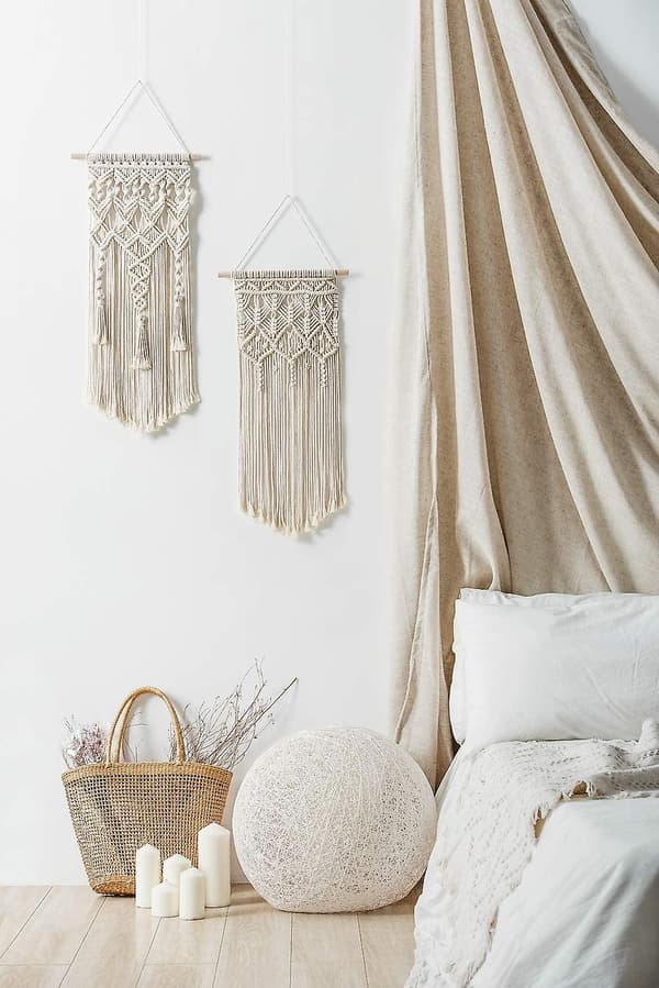 Liten Makramé Väggbonad Dekoration Boho Chic Bohemian Vävd Heminredning För Lägenhet Sovrum
