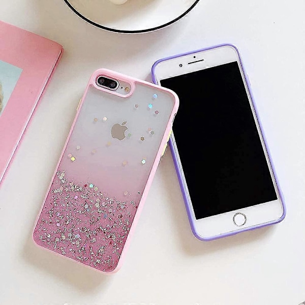 Gradient Glitter Transparent iPhone XR Skal, Slank Tunn Glansfull Mjuk Flexibel TPU Silikon Gummi Gel Glittrande Sekvens Bling Mode Bumper Cover för XR,C