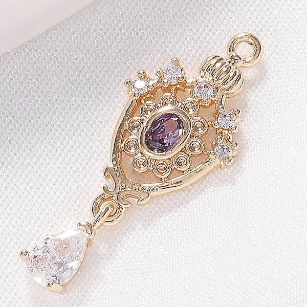 14k kultaa mikro-upotettu puhdas kupari väri säilyttävä zirkonia retro palatsi riipus riipus diy antiikki tyyli hiusneula korut tarvikkeet, 4 kpl sarja