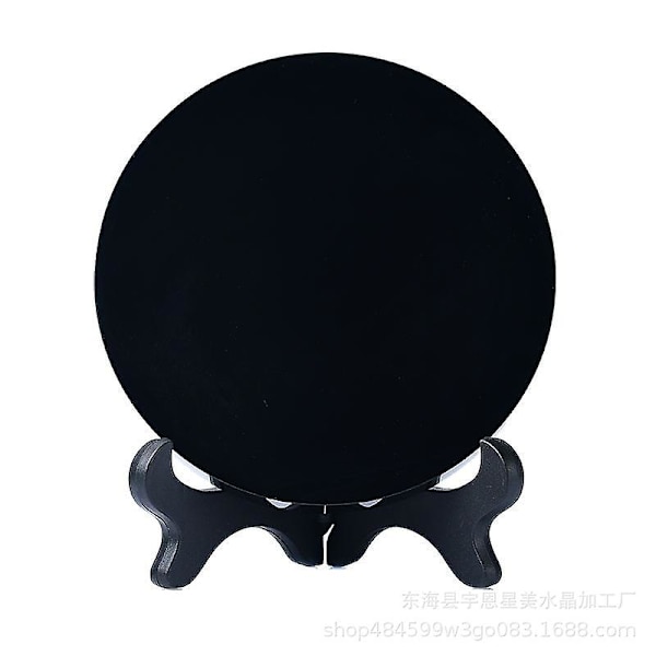 1 Set av Obsidian Scrying Mirror Obsidian Circle Disc med Stativ för Hemmakontor