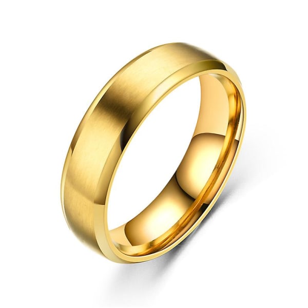 Ring for mannlige kvinner gutter matt polert finish skråkant forlovelse bryllup band ring Comfort Fit smykker gave 6 mm gylden 11
