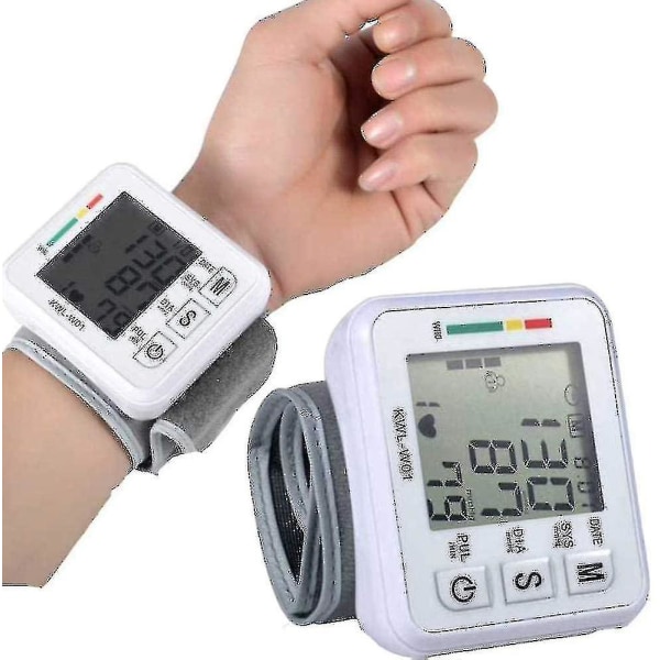Automatisk blodtrykksmåler med bærbar veske med uregelmessig hjerterytme og justerbar håndleddsmansjett