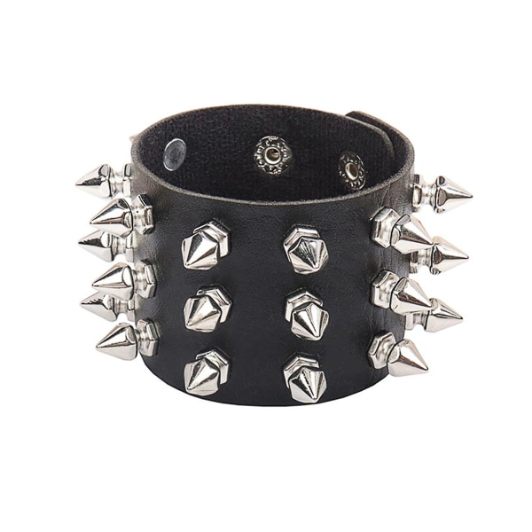 6st Halloween PU läderarmband Punk Goth Dubbade Spike Nit Spänne Armband Manschett Armband Justerbar