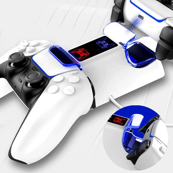 Kontrollerlader LED Dual USB Hurtiglading Stasjon for Sony PS5 Gamepad - Snngv