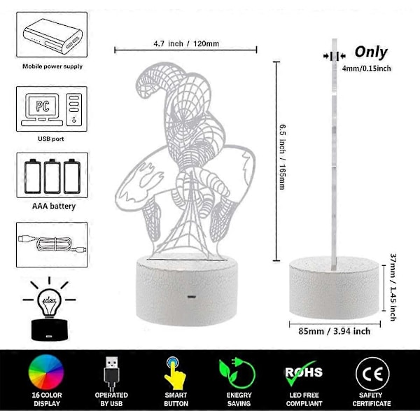 Pojkpresent 3D Nattlampa för Barn med Fjärrkontroll & Smart Touch 7 Färger Bytbar Dimbar Pojk Leksaker för 3 4 5 6 7 8 År Gamla Pojkar Julgåvor (Remo