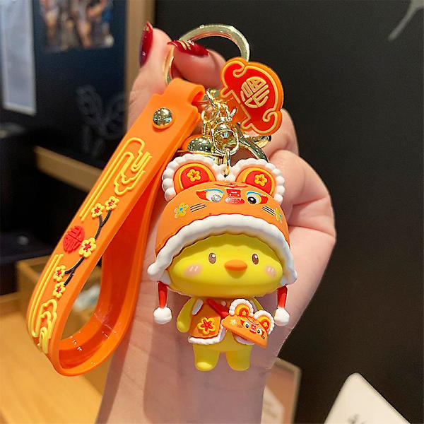 Pojkar Män Flickor Kvinnor Kreativ Bär Tiger Hatt Rolig Mjuk TPU Silikon Gummi Zoo Djur Hänge Rem Nyckelring