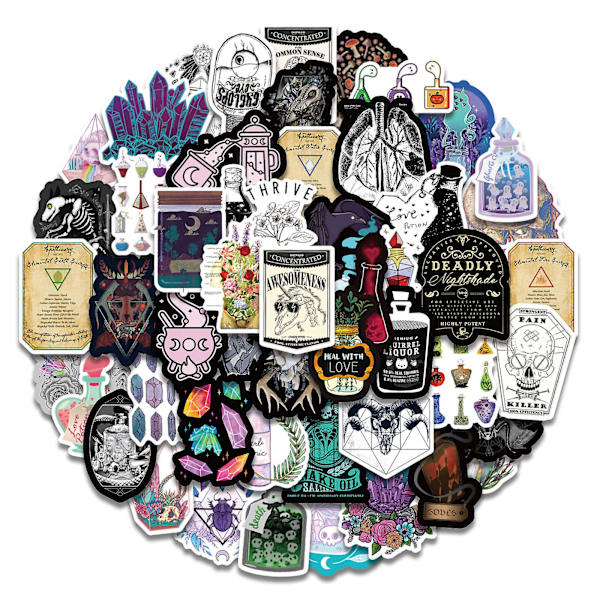 Klistremerker 50PCS Heks Klistremerker Pakker, Kule, Heks, Krystall Klistremerker, Astrologi, Tarot, Goth Klistremerker, Klistremerker Pakker for Tenåringer Gaver