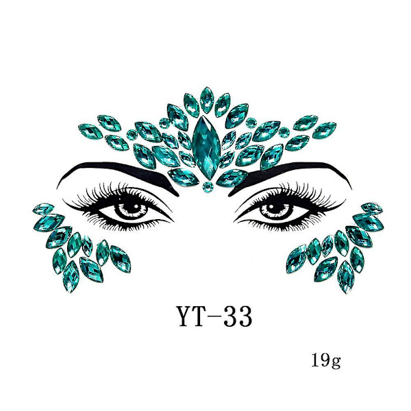 3 st Halloween Noctilucent Face Gems Tattoo Sticker,cosplayf
