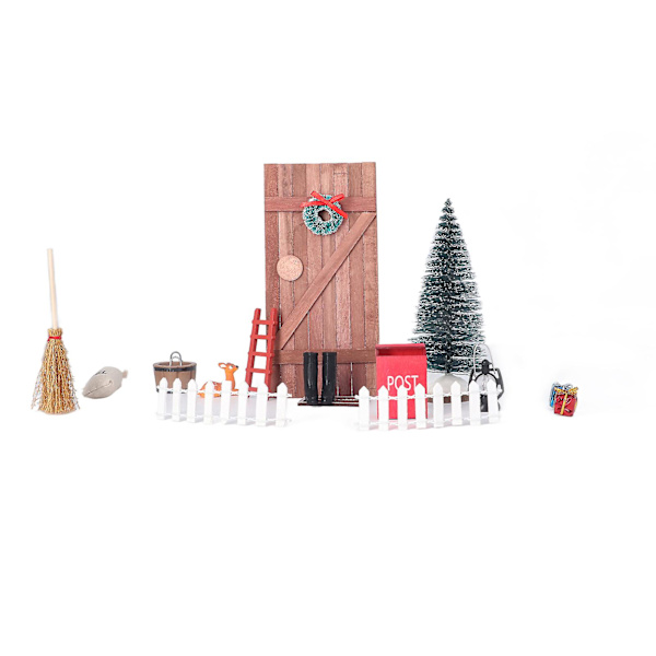 1/12 1/6 Jul Dörr Kit för Dockhus - Utsökt Hantverk, Söt Färgrik Miniatyr Trä Dockhus Dörr Kit