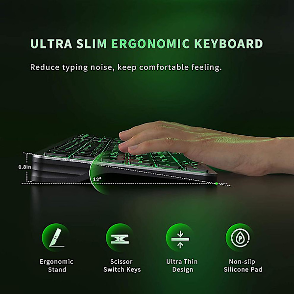 Bluetooth Multi-enhets Bakgrundsbelyst Tangentbord Trådlöst Laddningsbart Tangentbord Med 7 Färger Bakgrundsbelysning Tangentbord För Pc Laptoptablet Imac