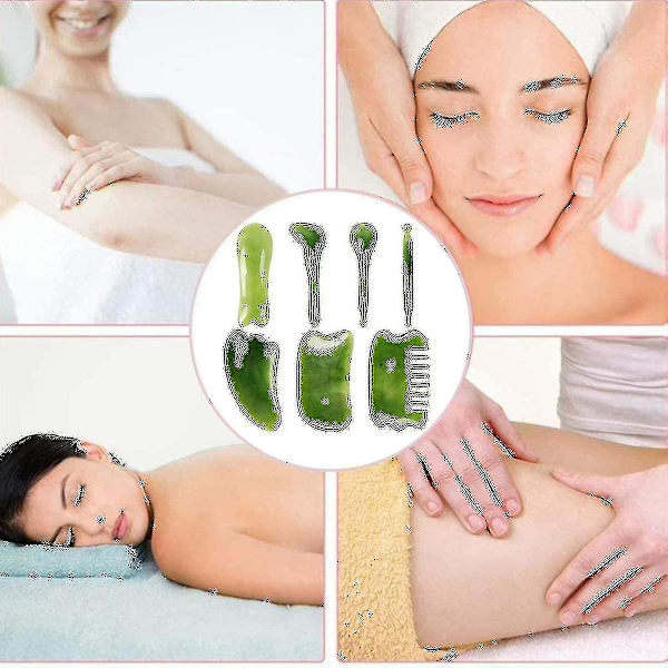 Gua Sha-skrapa, Naturlig Jade Sten Slimming Massager För Spa
