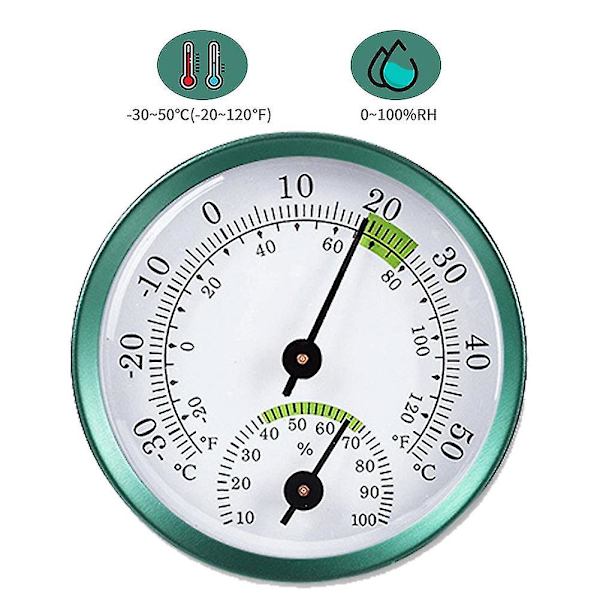 57mm Mini Rund Väggmonterad Hushållslegering Aluminium Analog (Silver)