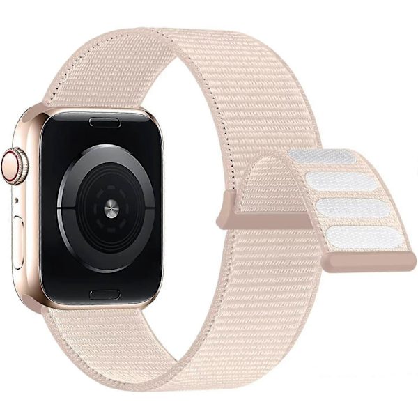 Kompatibel med Apple Watch Band, Kvinnor Män Sport Nylon Loop Rem för iWatch Series Ultra 8 7 6 5 4 3 2 1 SE (38/40/41mm, Roserosa)