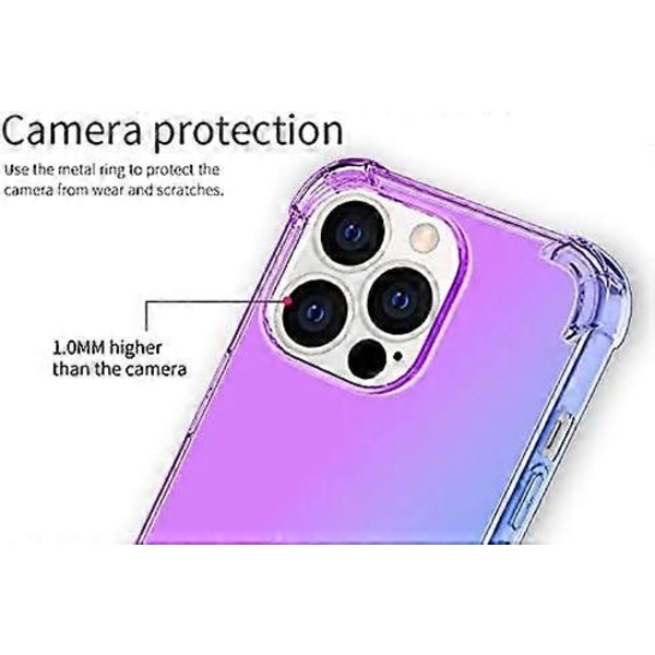 Gradientfodral för iPhone 13 Pro Max, Gradientfärgad Telefonfodral Ultrasmalt Kristallklart Skyddande TPU-stötfångare Bakre Skydd - Blå Lila