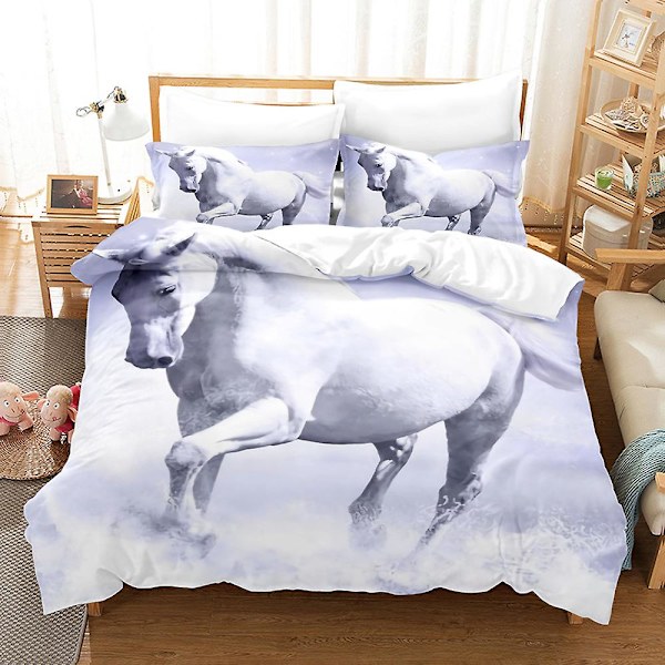 3D Digitaltryck Djur Häst Student Quilt Cover Sängkläder Tredelad Set DWM17 180*200cm -ZHENV（180*200cm）