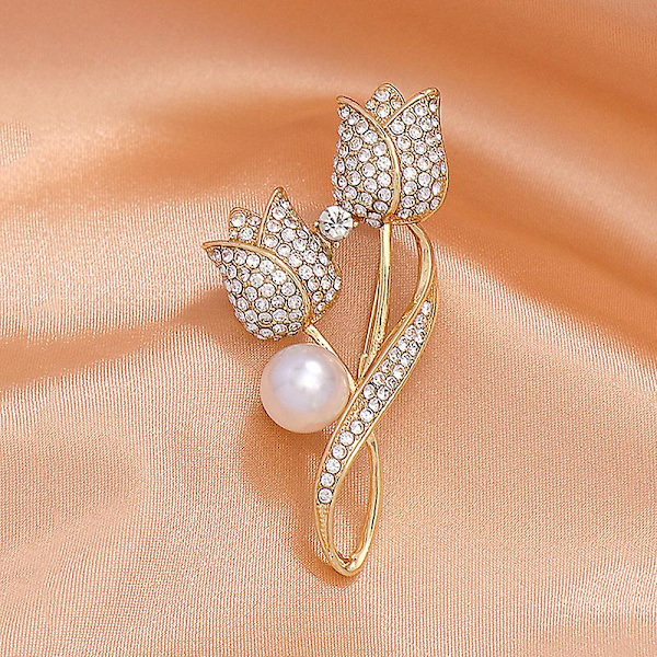 Rintaneula Strass Tulppaani Kukka Rintaneula Heijastamaton Puku Rintaneula Kaulus Pin Korut Kulta