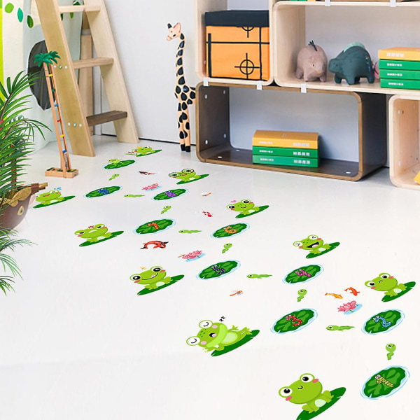 Wabjtam Frog Lotus Leaf Hopscotch Hopscotch Game Stickers Golvdekaler, Unika Floor Art Inredningsmaterial för Baby Barnrum Sovrum Barnkammare